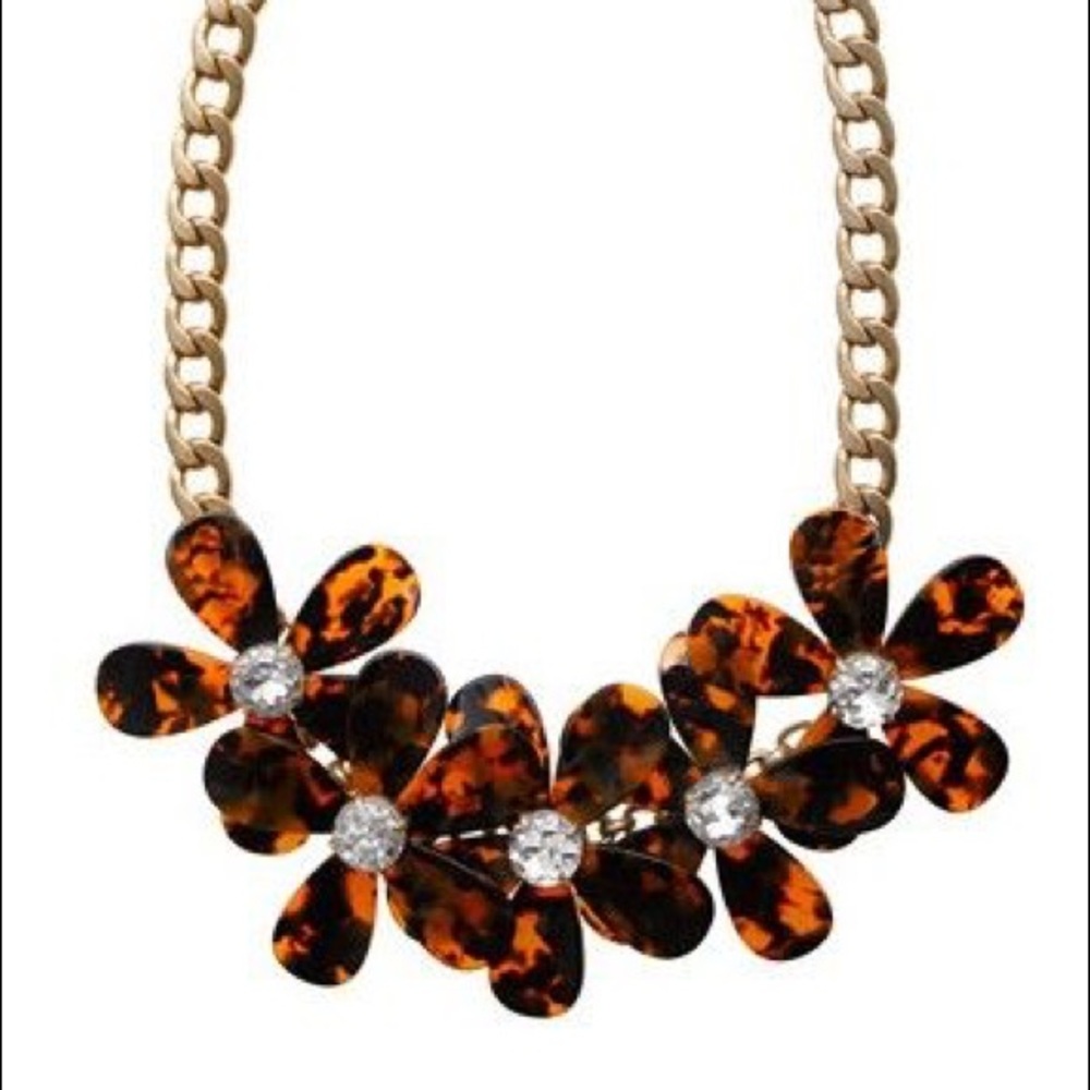 J. Crew Tortoise Shell Floral Statement Necklace